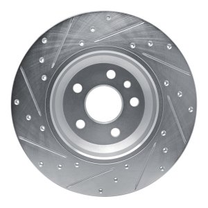 Jaguar E-Pace Brake Rotor (1) - Rear Right - R1 Concepts - Drilled & Slotted - Silver - `20-`22